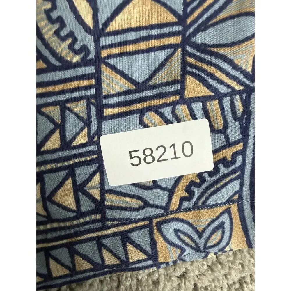 Weekender Shirt Mens 2XL Blue Geometric Short Sleeve Button Up Silk Cotton